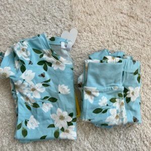 NWT Angel Dear Blue Magnolia Short Sleeved Pajama Set 3T